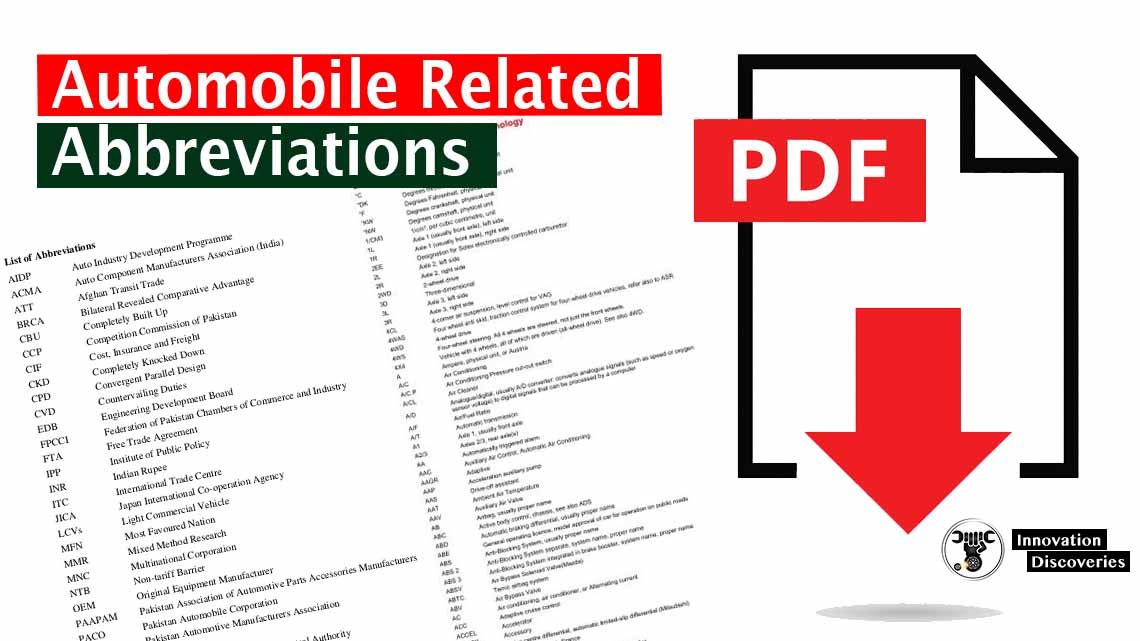 Automobile Related Abbreviations PDF by innovation Discoveries